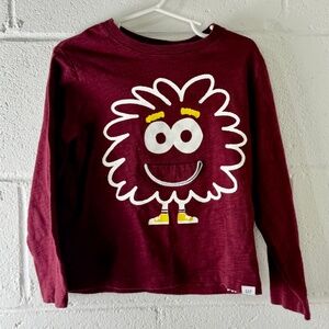 Baby Gap Burgundy Long Sleeve Happy Monster Shirt Size 5